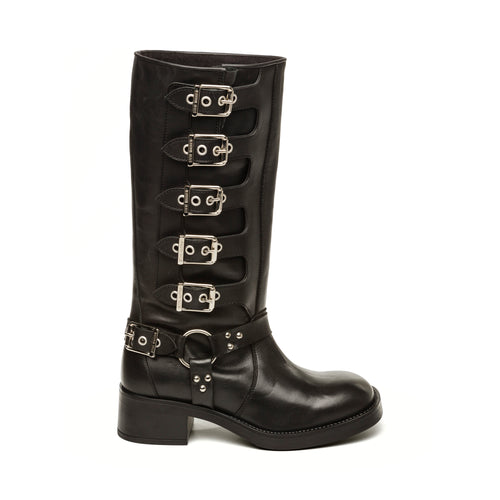 BATTLE BOOT BLACK LEATHER IMAGE